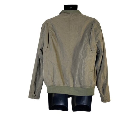 Dockers Mens Windbreaker Jacket Green Twill Pockets Collar L - Picture 2 of 8